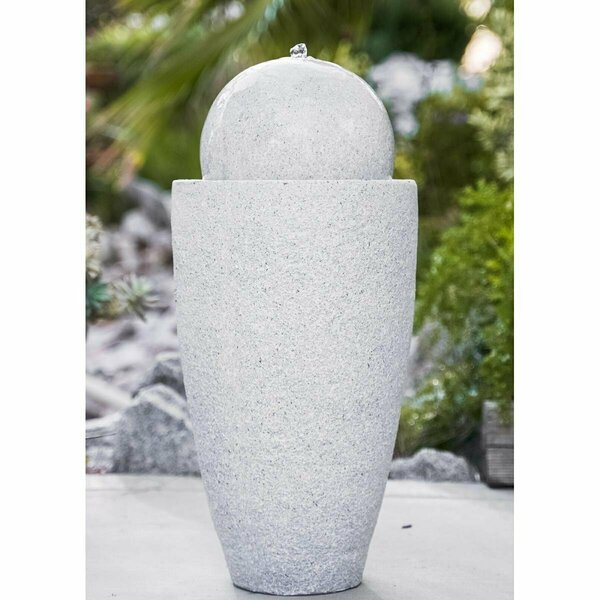 Invernaculo 25.6 in. Tall Modern Stone Textured Round Sphere Water Fountain w/LED Lights Decor, Grey IN3373969